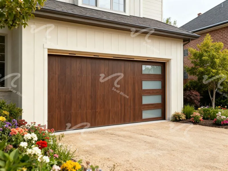 Minimalist Flat Wood Grain Garage Door