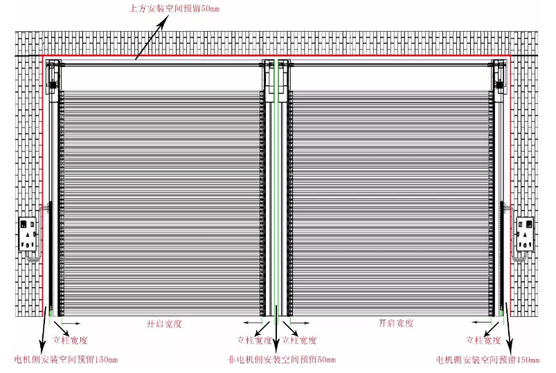 How to install turbine high-speed roller shutter doors for a single opening with two doorways