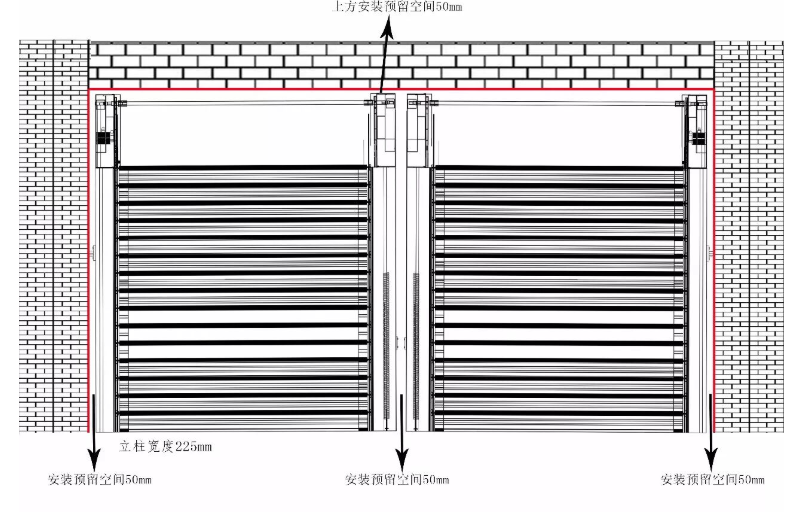 How to install turbine high-speed roller shutter doors for a single opening with two doorways